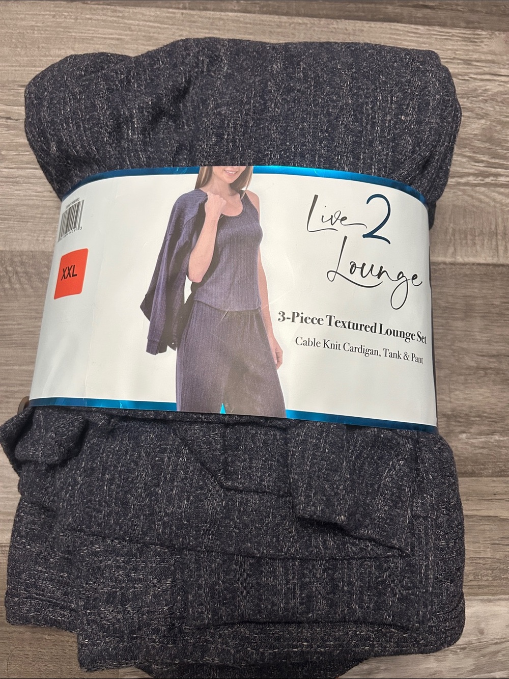 Cozy 3-Piece Ribbed Pajama Set - Navy Heather